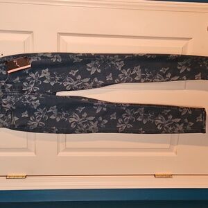 Jen 7 Floral Print Denim Jeans